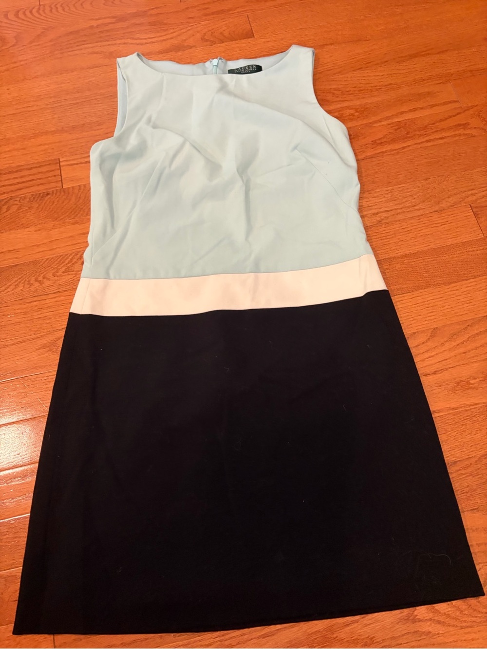 Lauren Ralph Lauren Light Blue, White & Black Colorblock Sheath Dress